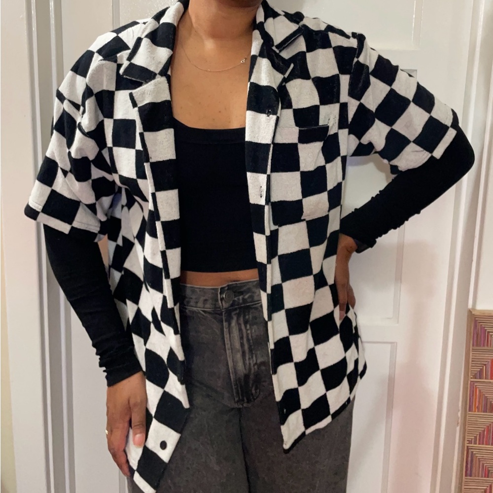 Checkered Button up top